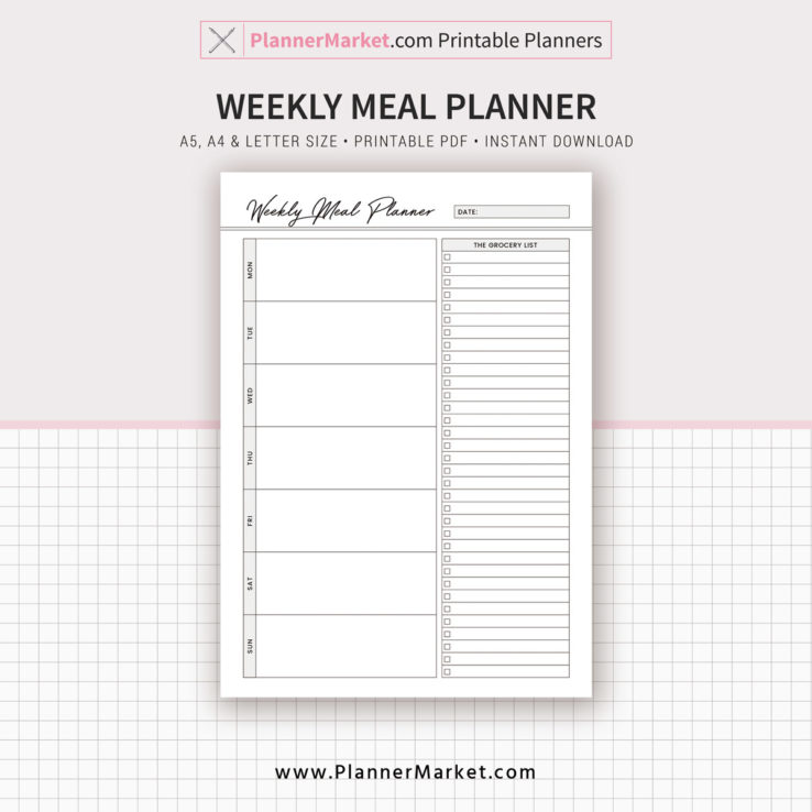 Weekly Meal Planner Inserts, Menu Planner, Monthly Meal Calendar, A5 ...