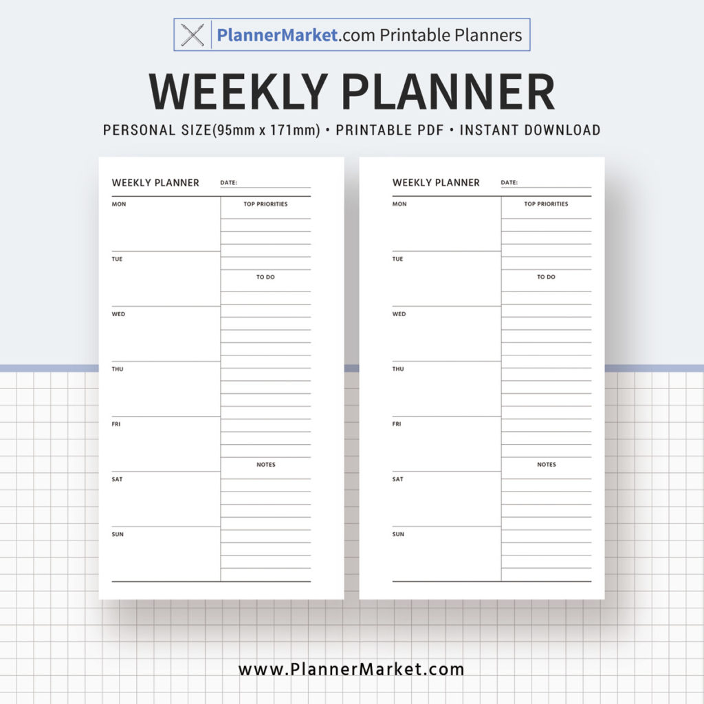 Minimalist Weekly Planner, Weekly Schedule, Weekly Agenda, Personal ...